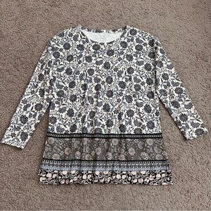 J.Jill Simply Supima Cotton Crewneck Tunic Top Floral Womens S
